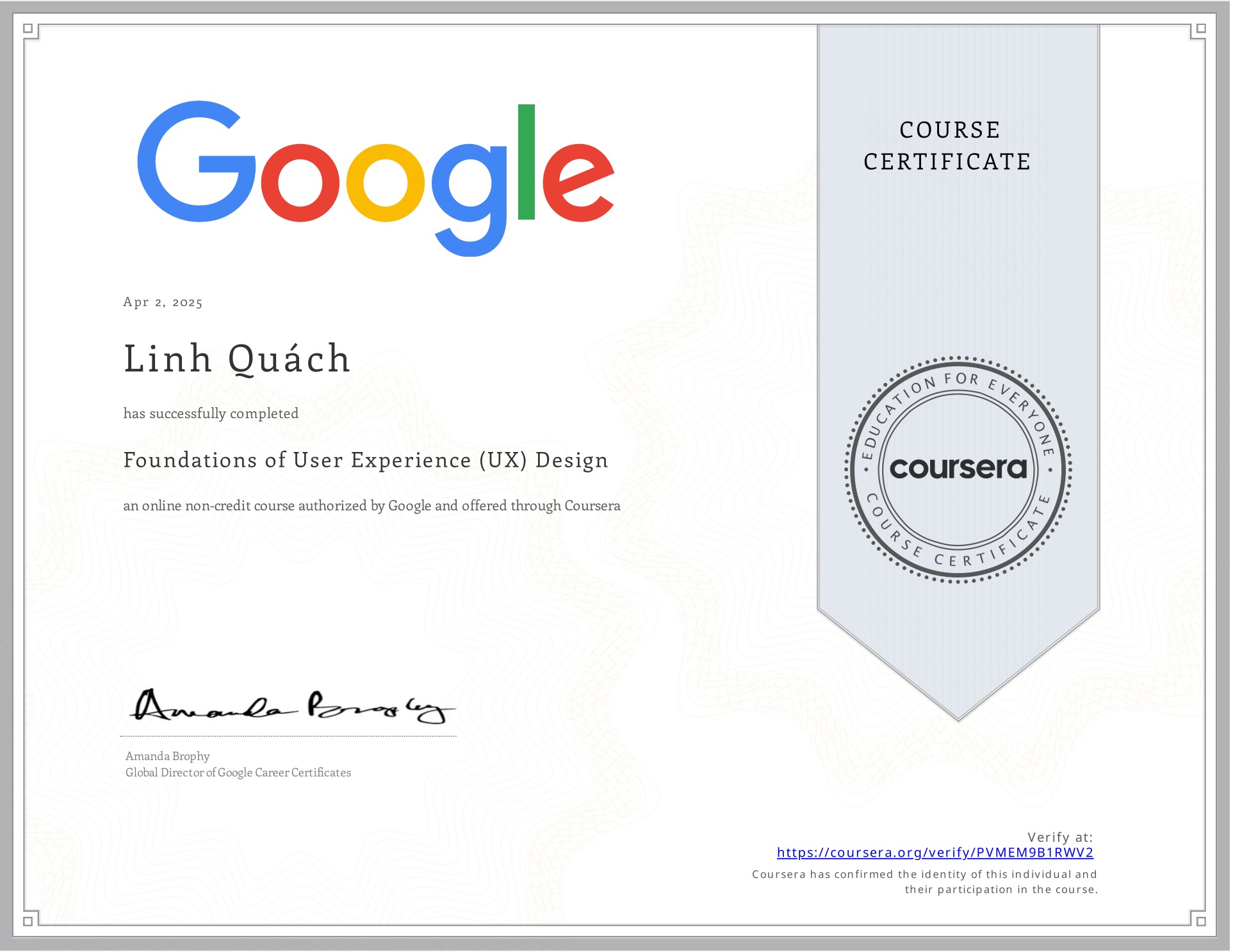 Google UX Design Certificate